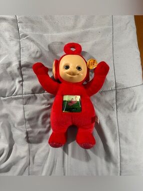 Vtg 2003 Teletubbies 14" Talking Po WORKS! Baby Sun Holographic Chest RED Plush